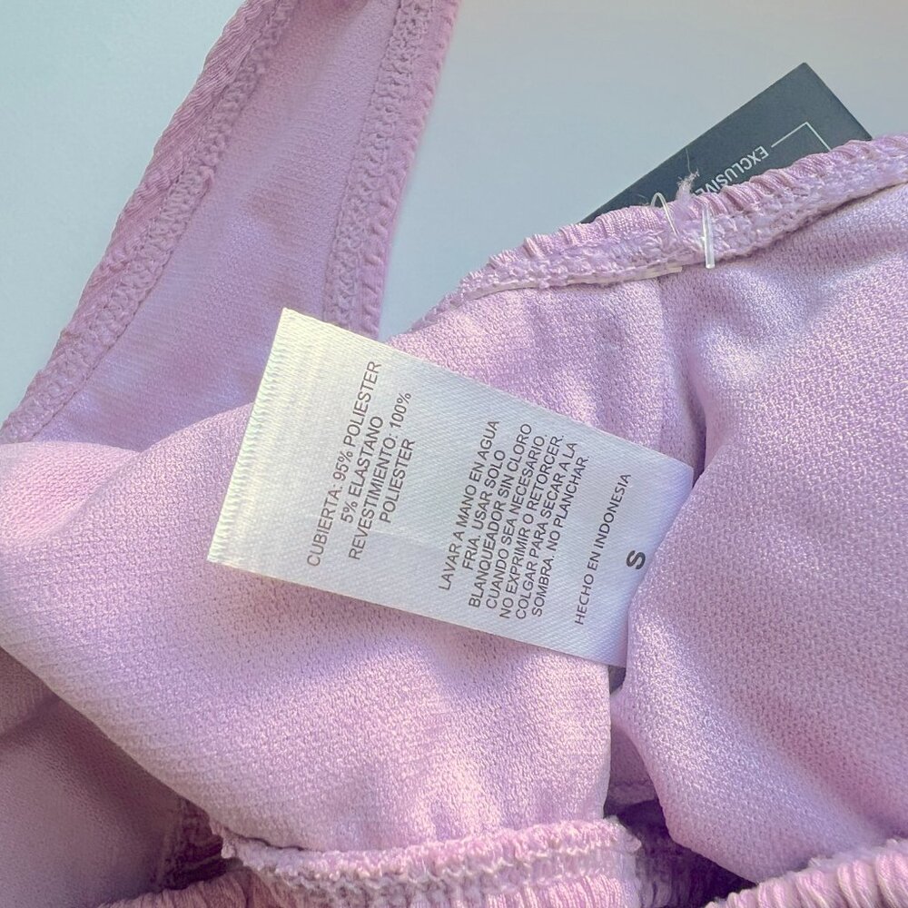 NWT Salt + Cove One Shoulder Side Shirred Bikini Top Dusty Lilac Size Small S - Picture 5 of 10